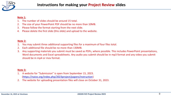 instructions for making your project review slides n.w