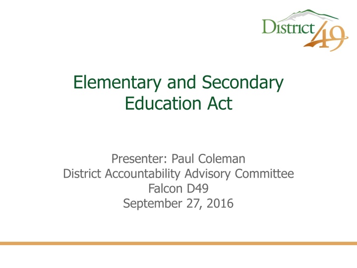 Evolution of Elementary and Secondary Education Acts