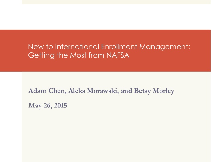 new to international enrollment management n.w