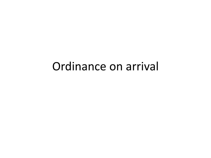 ordinance on arrival n.w