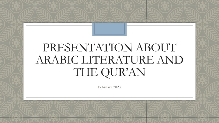 presentation about arabic literature n.w