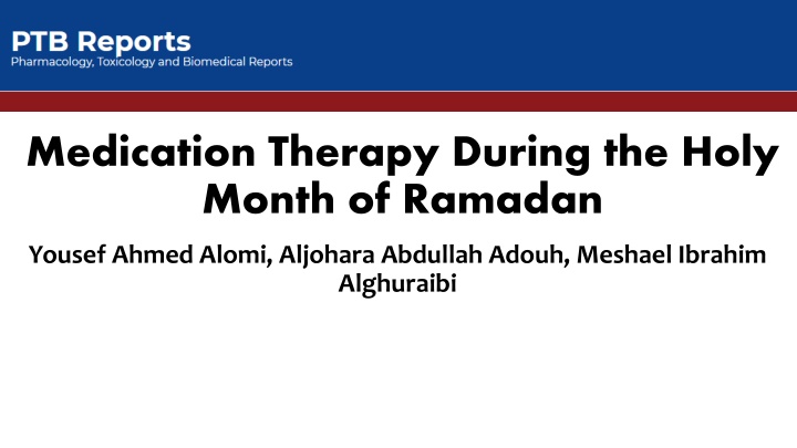 medication therapy during the holy month n.w