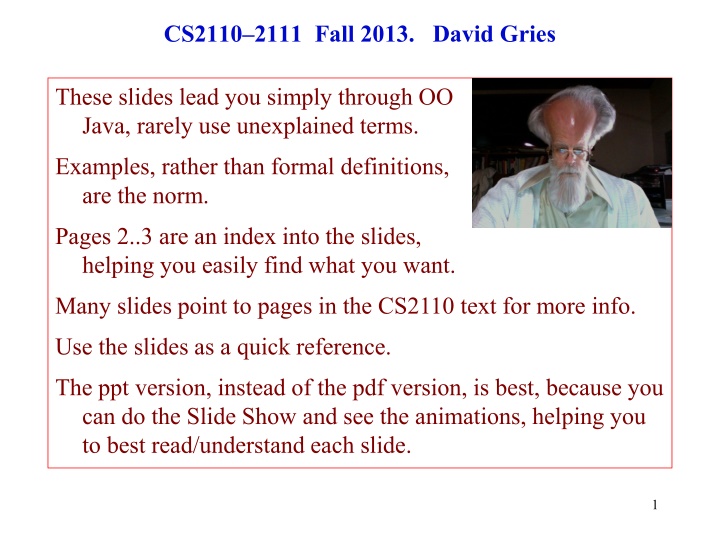 OO Java Slides Overview by David Gries