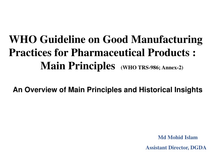 who guideline on good manufacturing practices n.w