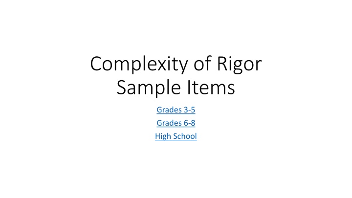 complexity of rigor sample items n.w