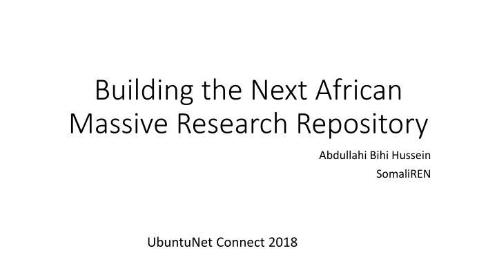 Enhancing Research Capacity in African Institutions