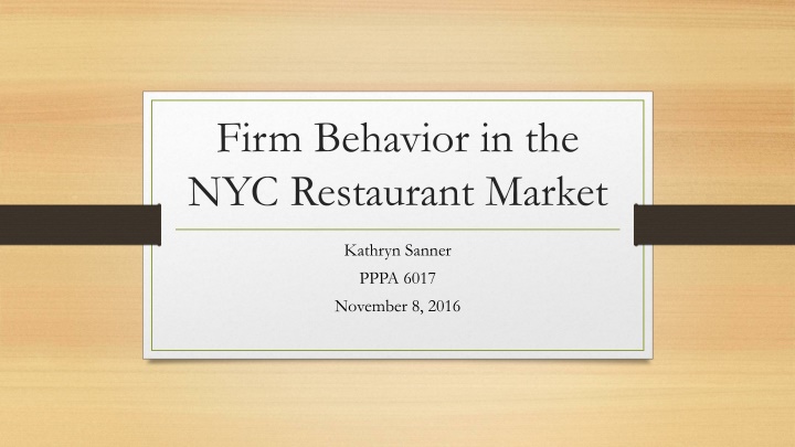 firm behavior in the nyc restaurant market n.w