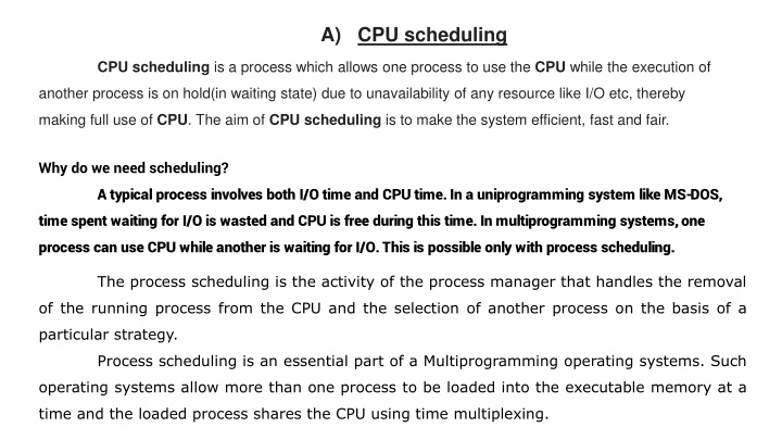 a cpu scheduling n.w