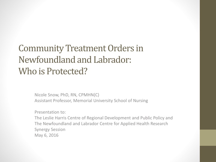 community treatment orders in newfoundland n.w