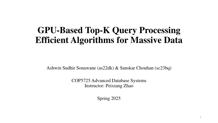 gpu based top k query processing efficient n.w