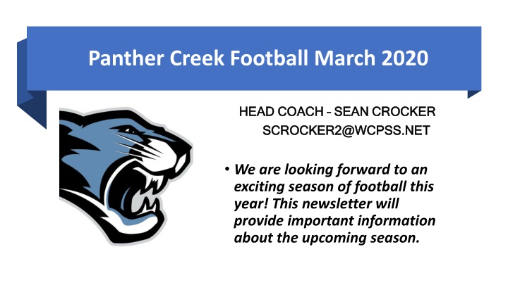 panther creek football march 2020 n.w