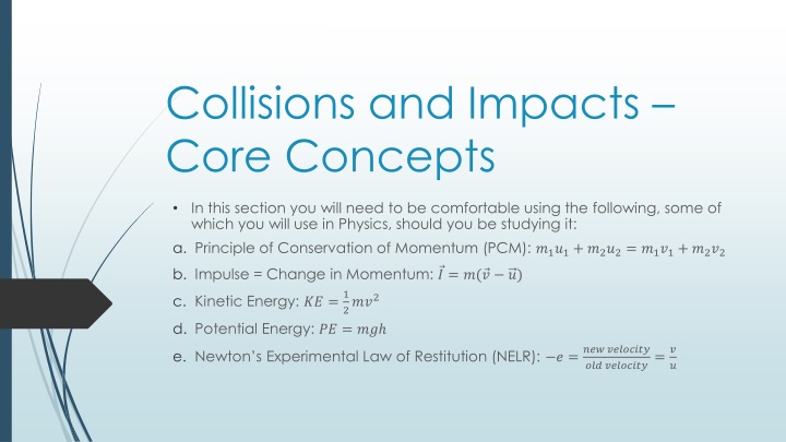 collisions and impacts core concepts n.w