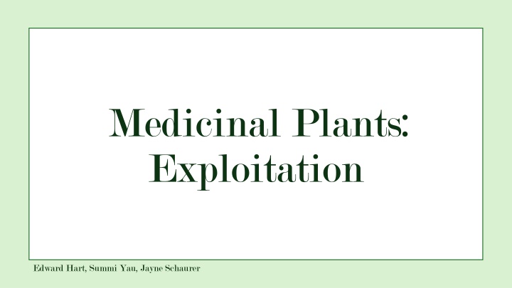 medicinal plants exploitation n.w