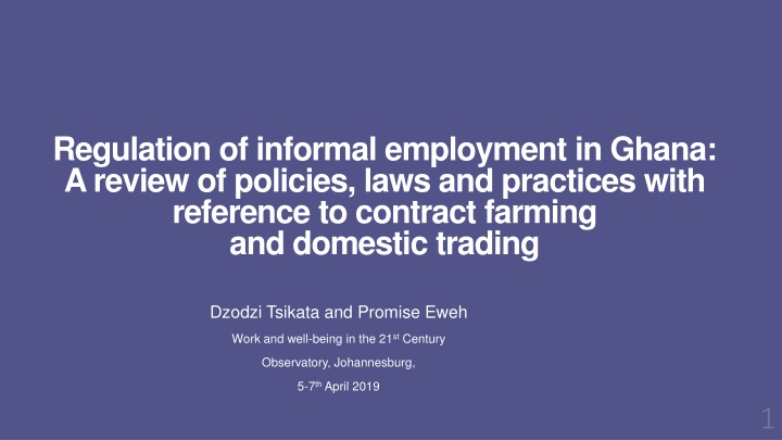 Regulation of Informal Employment in Ghana: A Review of Policies, Laws, and Practices