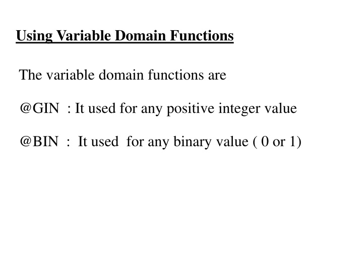 using variable domain functions n.w