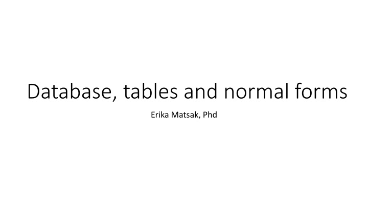 database tables and normal forms n.w