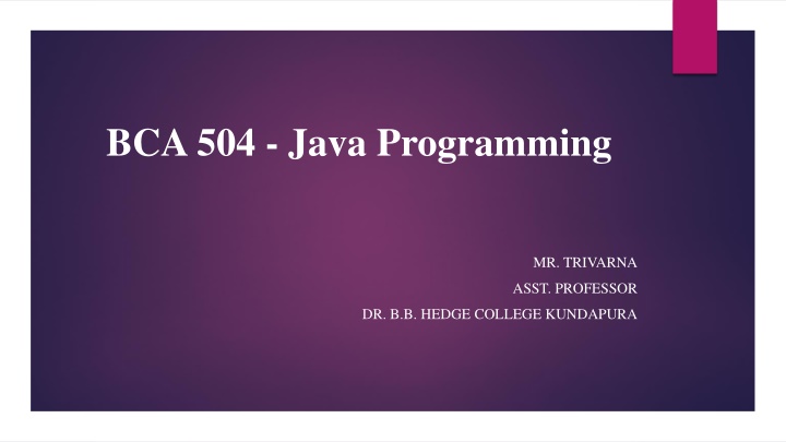 BCA 504 - Java Programming