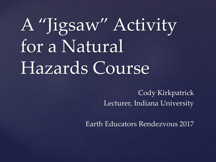 a jigsaw activity for a natural hazards course n.w