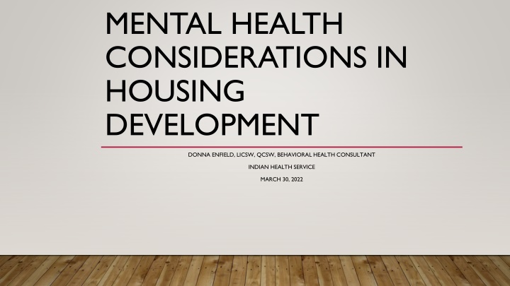 mental health considerations in housing n.w