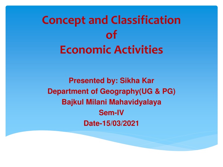 concept and classification of economic activities n.w