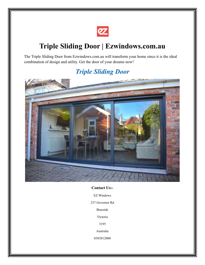 triple sliding door ezwindows com au n.w