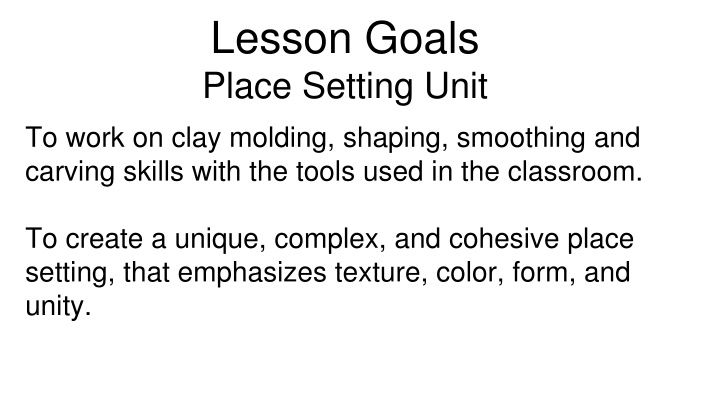 lesson goals place setting unit n.w