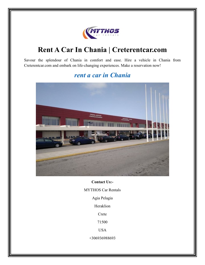 rent a car in chania creterentcar com n.w