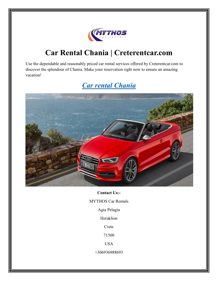 car rental chania creterentcar com n.w