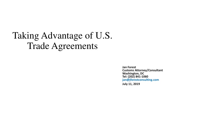 taking advantage of u s trade agreements n.w