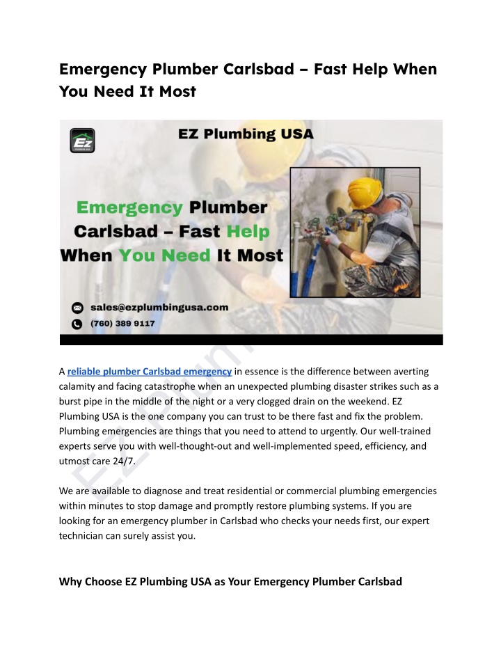 emergency plumber carlsbad fast help when n.w