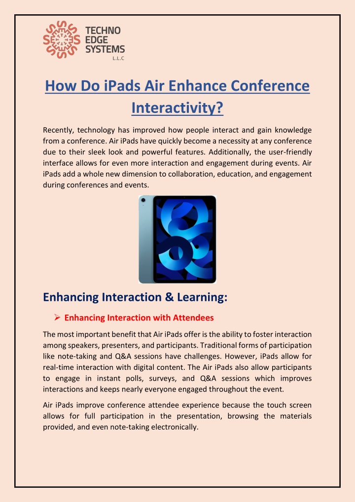 how do ipads air enhance conference interactivity n.w