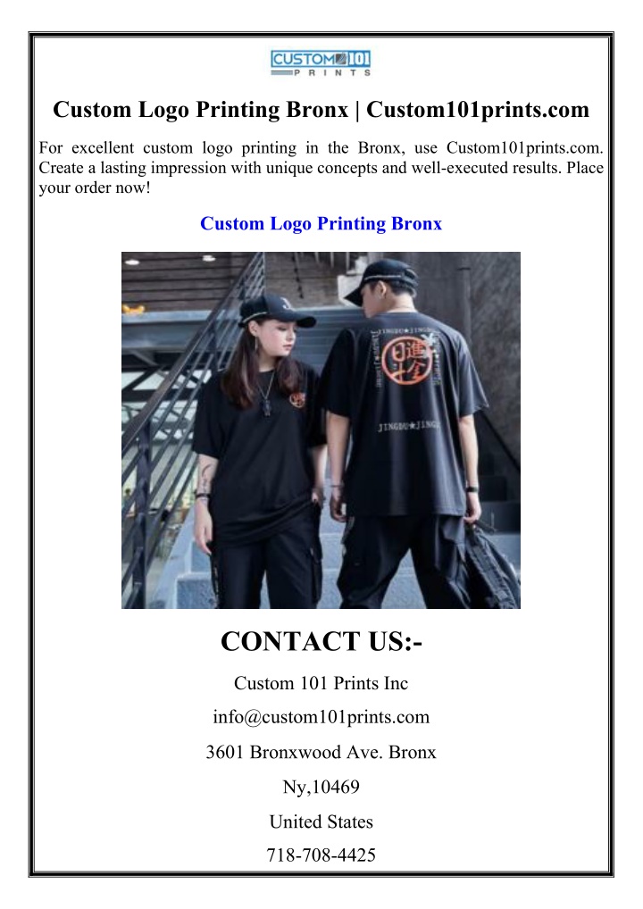 custom logo printing bronx custom101prints com n.w