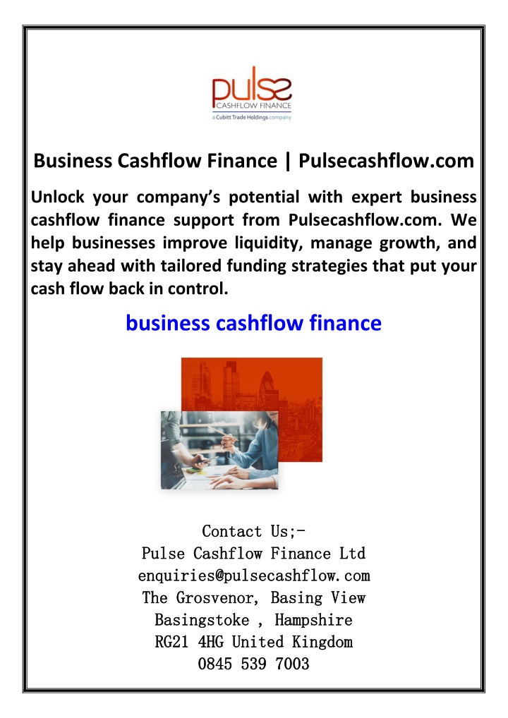 business cashflow finance pulsecashflow com n.w