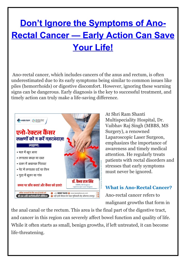 don t ignore the symptoms of ano rectal cancer n.w