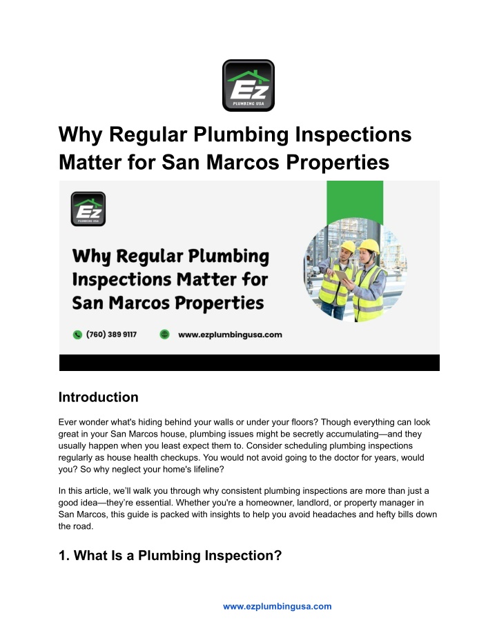 why regular plumbing inspections matter n.w