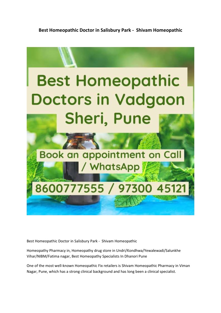 best homeopathic doctor in salisbury park shivam n.w