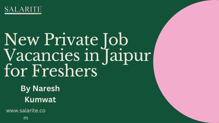 New Private Job Vacancies in Jaipur for Freshers