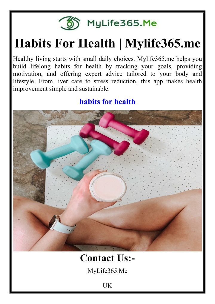 habits for health mylife365 me n.w