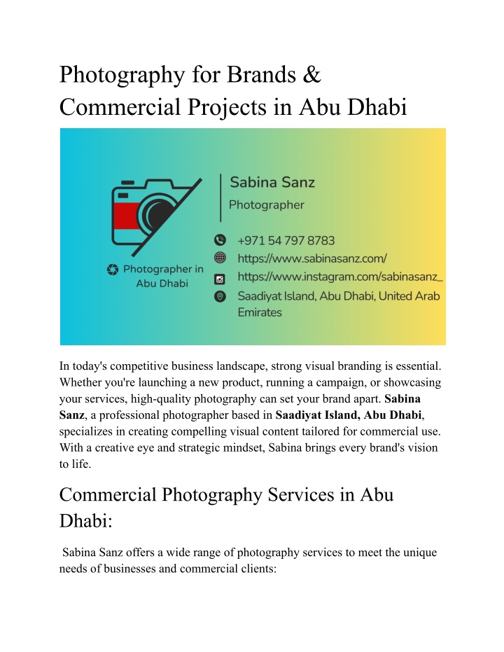 photography for brands commercial projects n.w