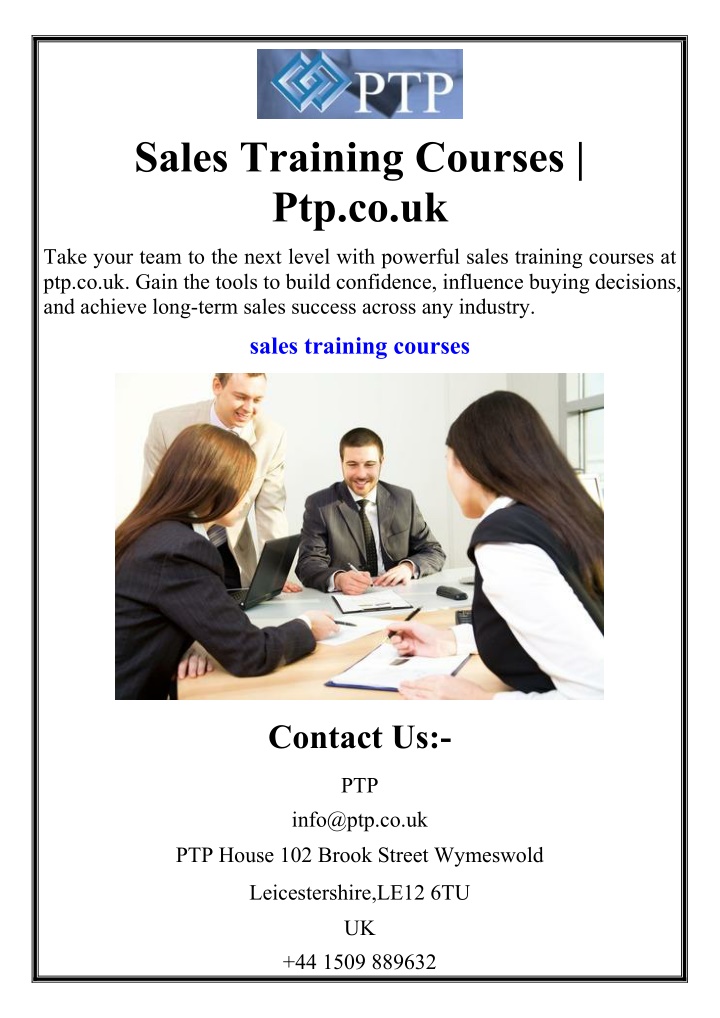 sales training courses ptp co uk n.w