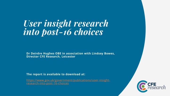 user insight research into post 16 choices n.w