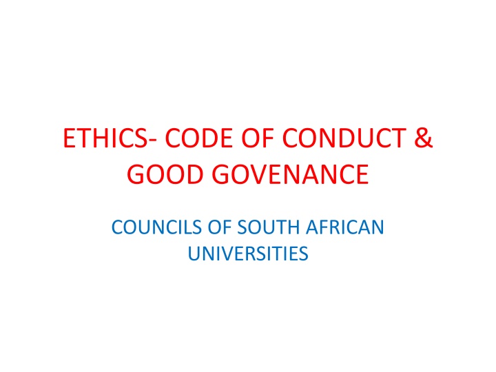 ethics code of conduct good govenance n.w