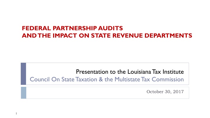 federal partnership audits and the impact n.w