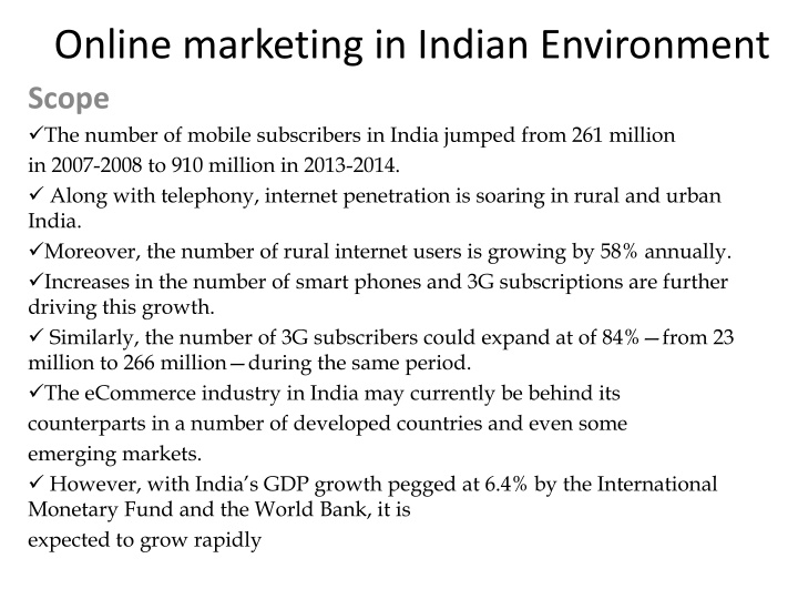 online marketing in indian environment scope n.w