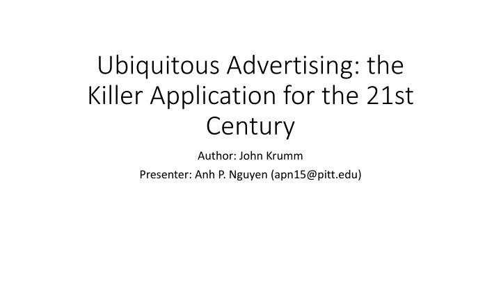 ubiquitous advertising the killer application n.w