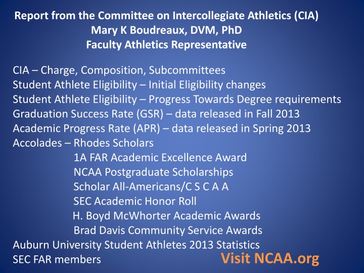 report from the committee on intercollegiate n.w