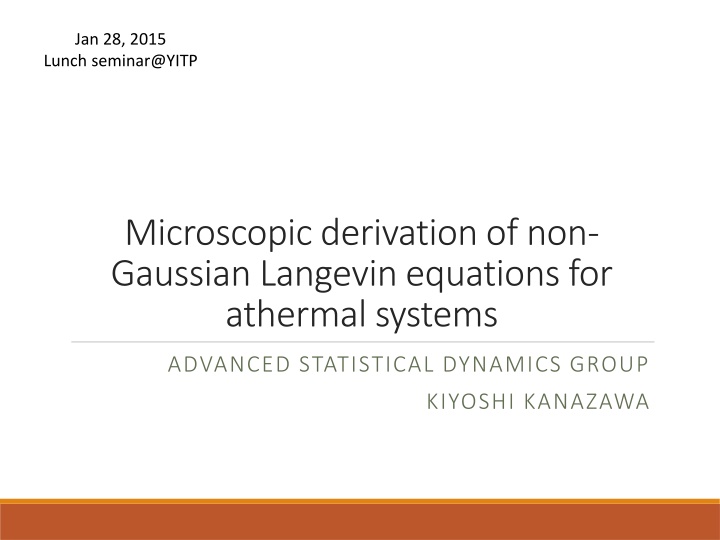 Microscopic Derivation of Non-Gaussian Langevin Equations for Athermal Systems