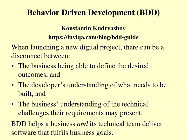 behavior driven development bdd n.w