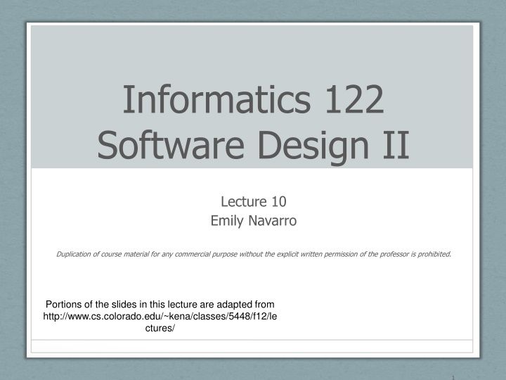 informatics 122 software design ii n.w