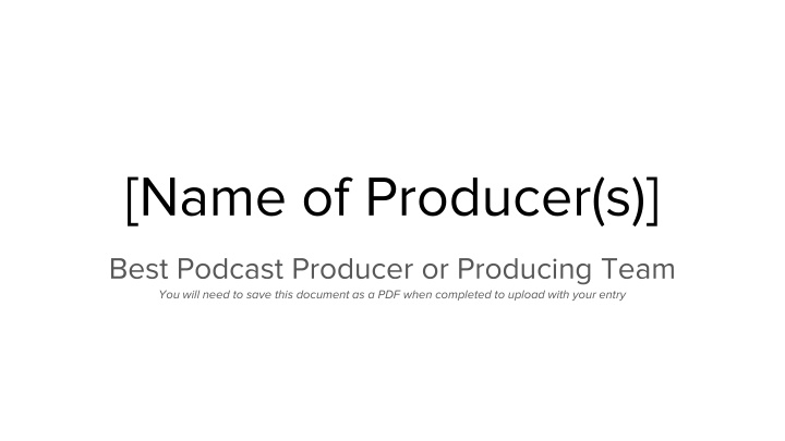 name of producer s n.w